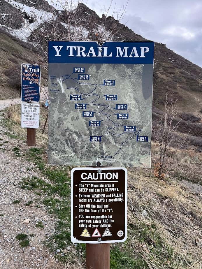 A sign with info about hiking the Y in Provo Utah.
