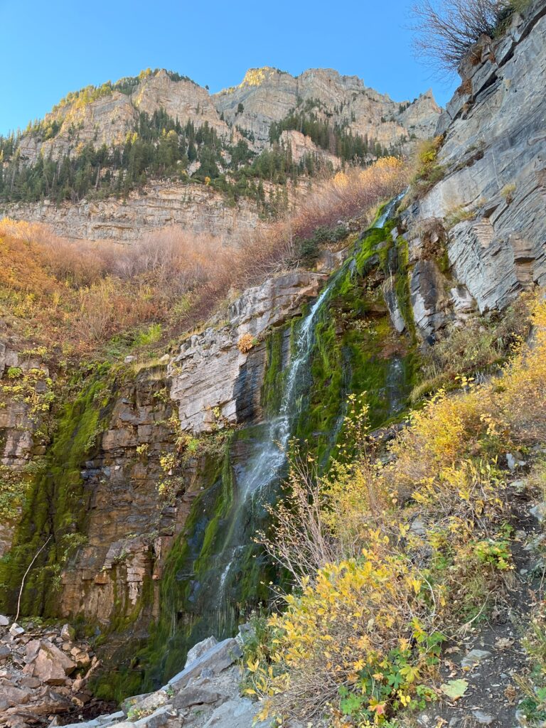 Utah fall colors shown at Timpanogos Falls in Provo Canyon.